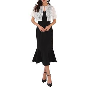 Lace Shrug Two Piece Formal Wedding Guest Dress Black